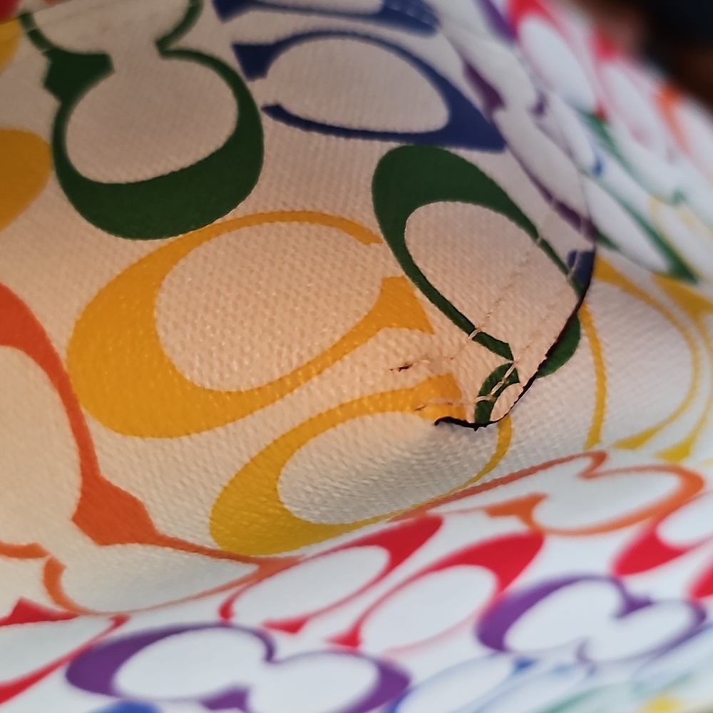 Coach Pride City Tote in Rainbow Signature Canvas & Leather Chalk - Picture 6 of 11